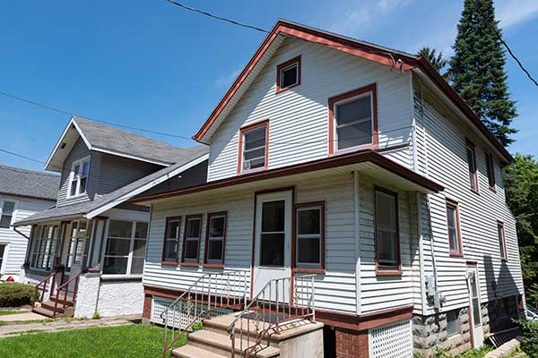 Neighborhood of small, two-story homes